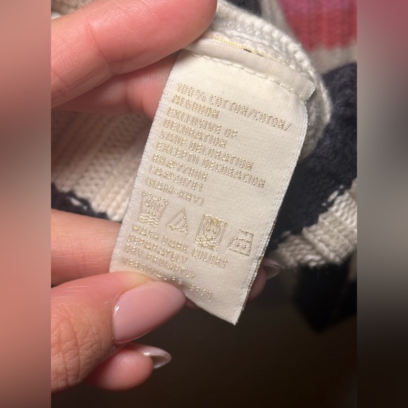 Tommy Hilfiger Stripped V Neck Collard Cozy Sweater Women Size Medium - Picture 11 of 12